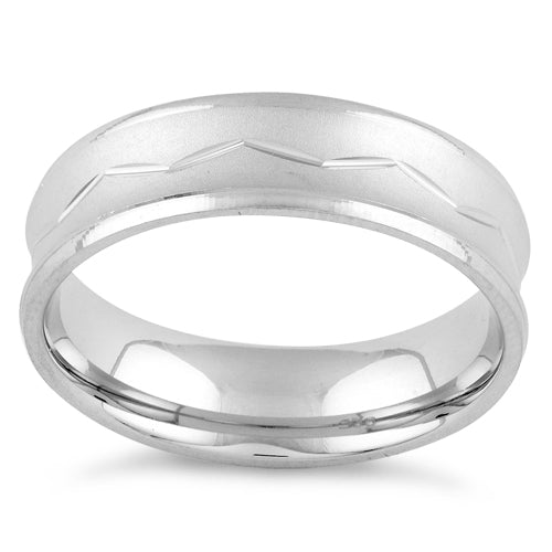 Sterling Silver Diamond Cut Zig Zag Wedding Band Ring
