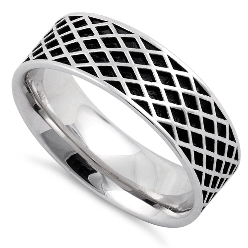 Sterling Silver Diamond Line Pattern Ring