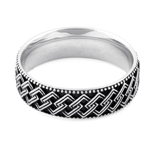 Sterling Silver Diamond Pattern Ring