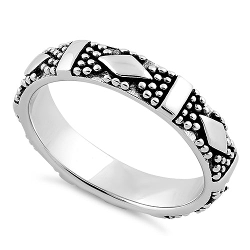 Sterling Silver Diamond Pebbles Band Ring