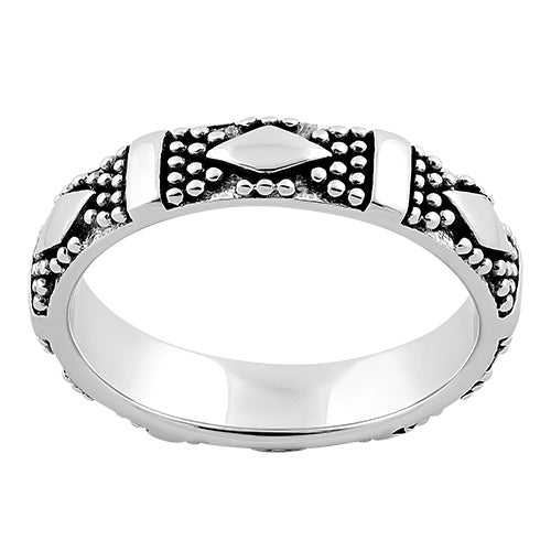 Sterling Silver Diamond Pebbles Band Ring