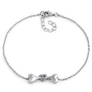 Sterling Silver Dog Bone Clear Heart CZ Bracelet