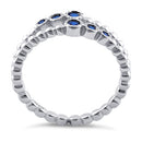 Sterling Silver Double Beaded Blue Spinel CZ Ring