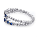 Sterling Silver Double Beaded Blue Spinel CZ Ring