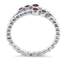 Sterling Silver Double Beaded Garnet CZ Ring