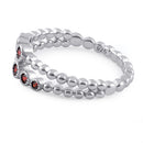 Sterling Silver Double Beaded Garnet CZ Ring