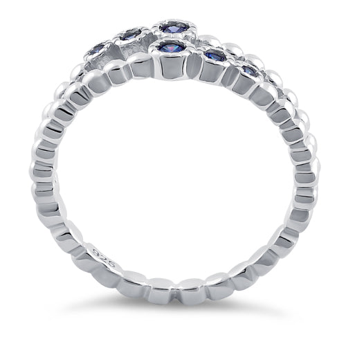 Sterling Silver Double Beaded Tanzanite CZ Ring