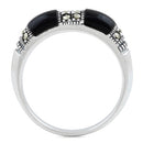 Sterling Silver Double Black Onyx Marcasite Ring
