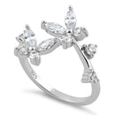 Sterling Silver Double Butterfly CZ Ring