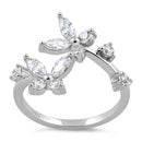 Sterling Silver Double Butterfly CZ Ring