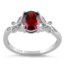 Sterling Silver Double Butterfly Dark Garnet Center Stone CZ Ring