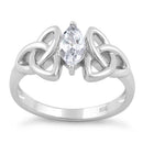 Sterling Silver Double Charmed Marquise CZ Ring