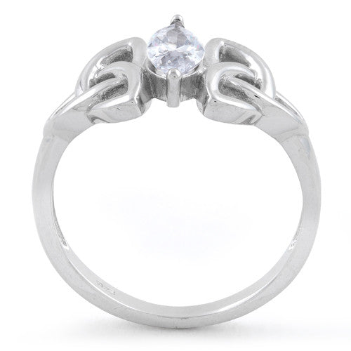 Sterling Silver Double Charmed Marquise CZ Ring