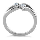 Sterling Silver Double Clear Round Cut CZ Ring