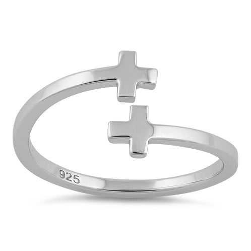 Sterling Silver End to End Cross Ring
