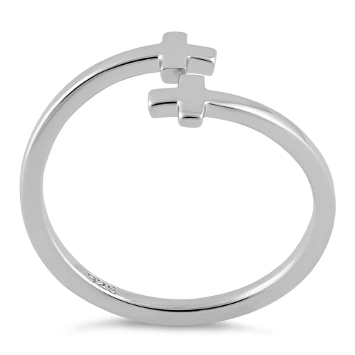 Sterling Silver End to End Cross Ring