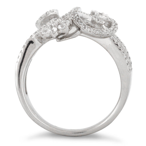 Sterling Silver Double Flower Extravagant Pave CZ Ring