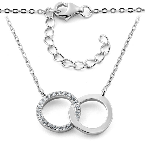 Sterling Silver Double Halo CZ Necklace