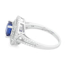 Sterling Silver Double Halo Round Blue Sapphire CZ Ring
