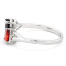 Sterling Silver Double Heart Black & Garnet Topaz CZ Ring