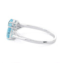 Sterling Silver Double Heart Blue Topaz CZ Ring