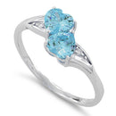 Sterling Silver Double Heart Blue Topaz CZ Ring