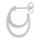 Sterling Silver Double Hoop Amethyst CZ Earrings