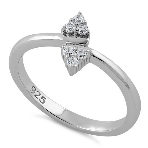 Sterling Silver Double Leaf CZ Ring
