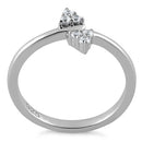 Sterling Silver Double Leaf CZ Ring