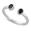 Sterling Silver Double Oval Cut Black CZ Ring