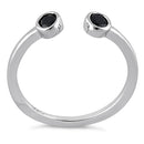 Sterling Silver Double Oval Cut Black CZ Ring