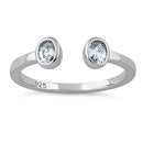 Sterling Silver Double Oval Cut Clear CZ Ring