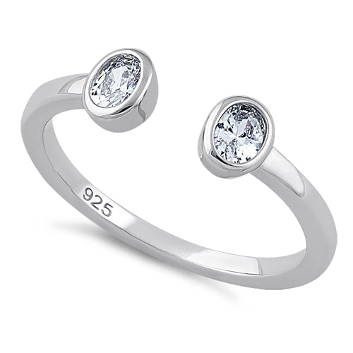 Sterling Silver Double Oval Cut Clear CZ Ring