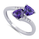 Sterling Silver Double Trillion Cut Amethyst CZ Ring