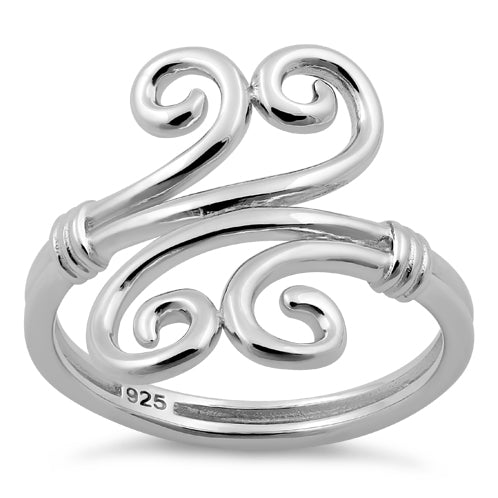 Sterling Silver Double Twin Swirl Ring