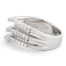 Sterling Silver Double Wave Pave CZ Ring