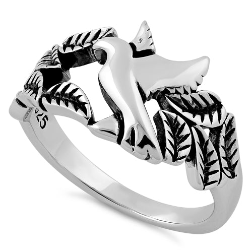 Sterling Silver Dove Leaves Ring