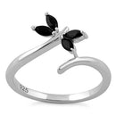 Sterling Silver Dragonfly Black CZ Ring