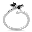 Sterling Silver Dragonfly Black CZ Ring
