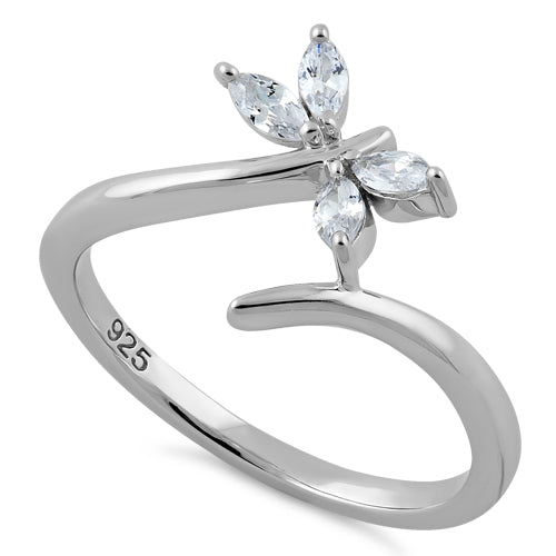 Sterling Silver Dragonfly Clear CZ Ring