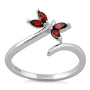 Sterling Silver Dragonfly Dark Garnet CZ Ring