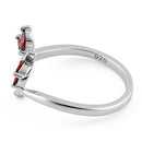 Sterling Silver Dragonfly Dark Garnet CZ Ring