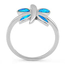 Sterling Silver Dragonfly Lab Opal Ring