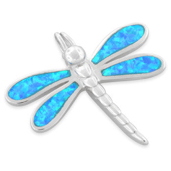 Sterling Silver Dragonfly Lab Opal Pendant