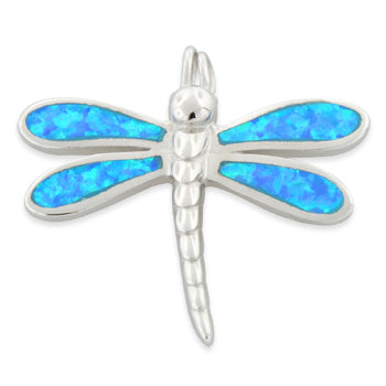 Sterling Silver Dragonfly Lab Opal Pendant