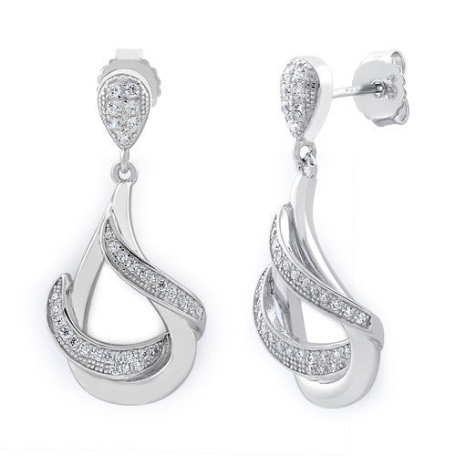 Sterling Silver Drop CZ Dangle Earrings