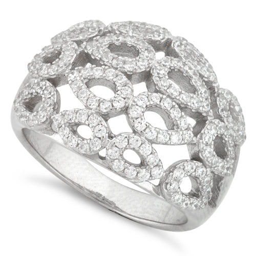 Sterling Silver Drops Pave CZ Ring