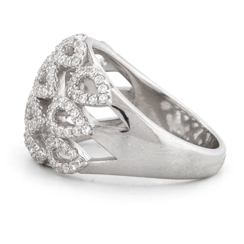 Sterling Silver Drops Pave CZ Ring