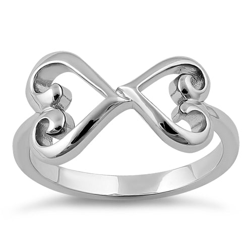 Sterling Silver Dual Curly Hearts Ring