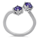 Sterling Silver Dual Round Cut Amethyst CZ Ring